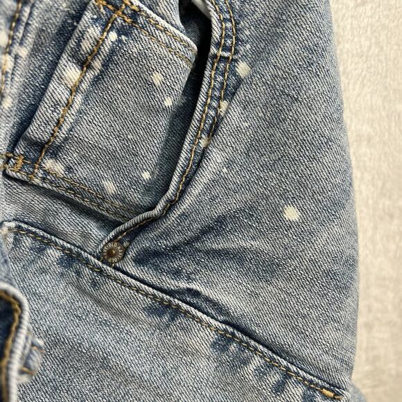 Old Navy Sz 16 Boyfriend Straight Jeans Mid Rise Bleach Spots Light Wash Stretch - Picture 10 of 16